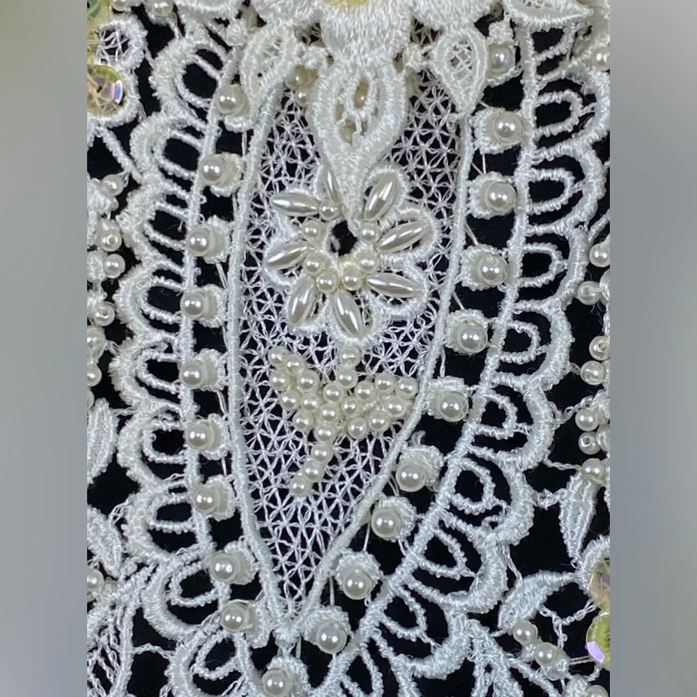 Jessica McClintok Vintage Velvet Lace‎ and Beaded Dress 4 Green 80’s Petticoat - Picture 4 of 12